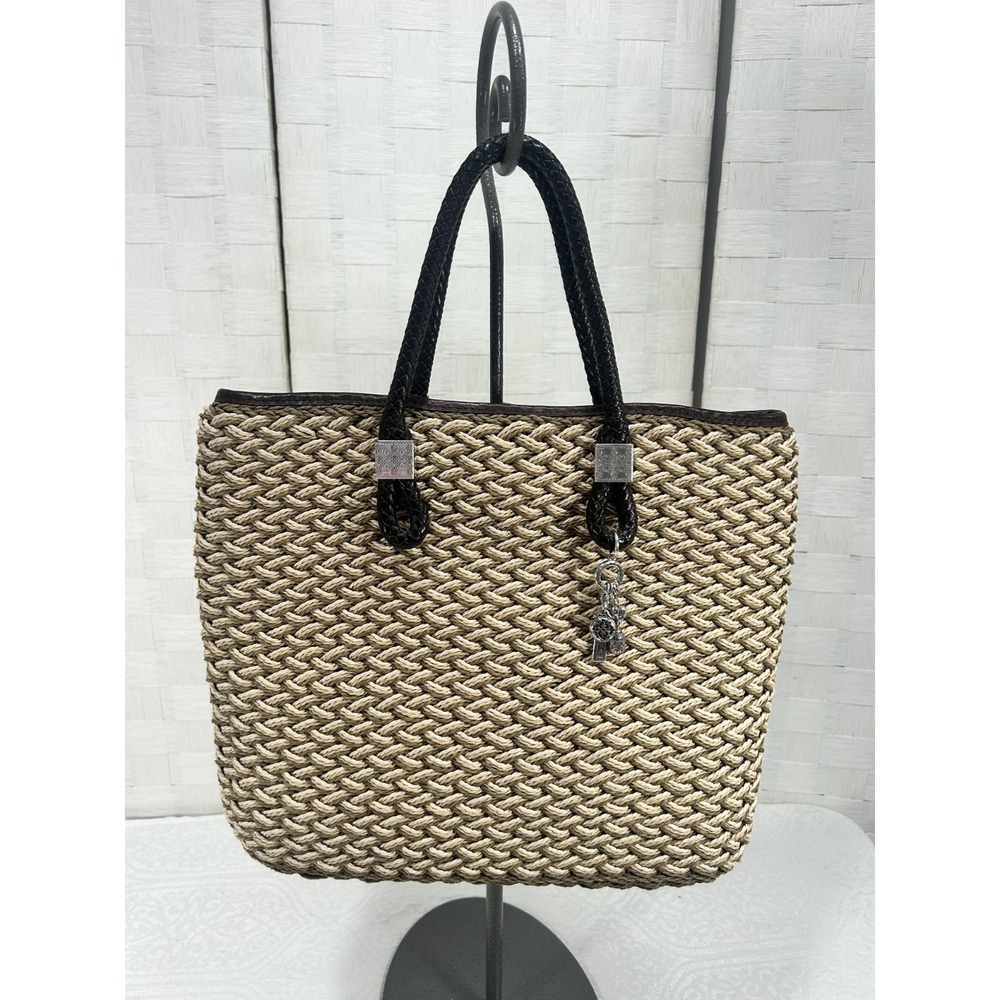 Brighton woven tricolor Jute Straw tote bag womens